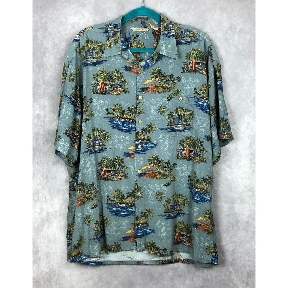 Paradise Collection Shirt ‎ Mens XL Hawaiian Beach Surf Button Up Short Sleeve